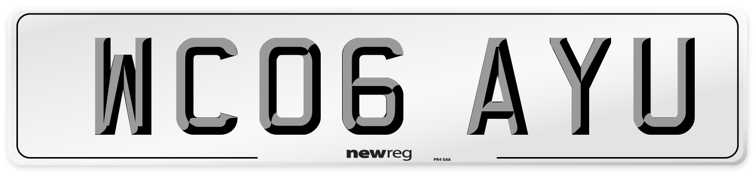 WC06 AYU Number Plate from New Reg